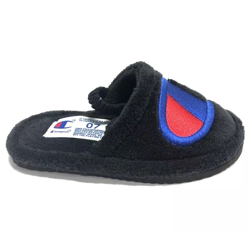 Champion Toddlers’ Sleepover Black Slippers, Boys’ Size 7.